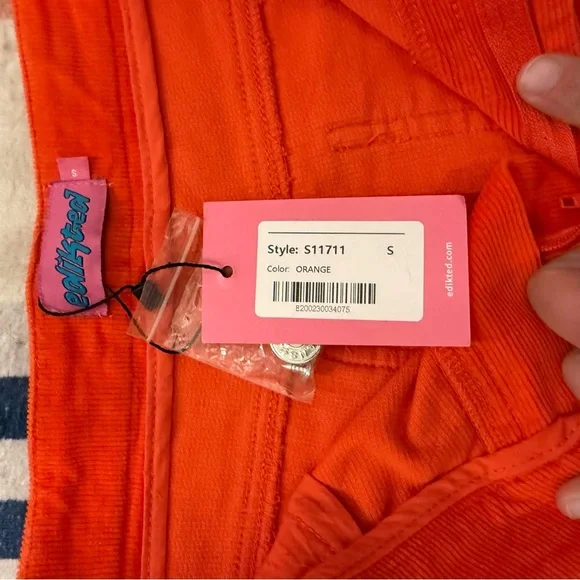 Edikted Tony Corduroy Flare Pants Orange S NWT 70s Boho Festival Bell Bottoms - Picture 3 of 6